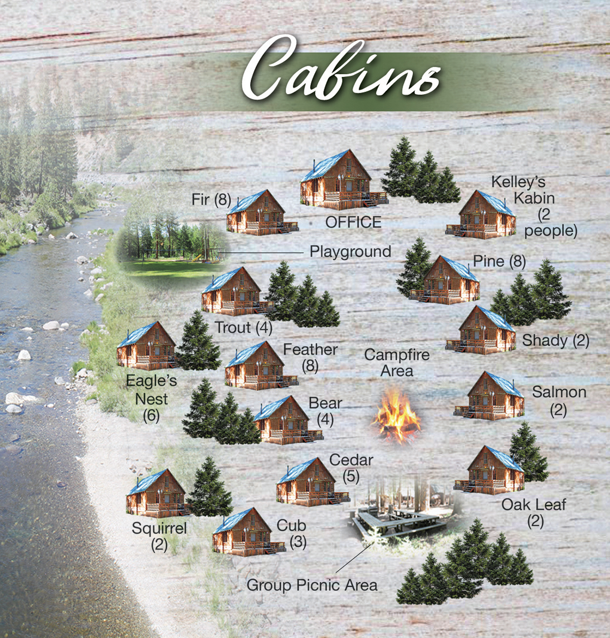 Camp Layman Cabin Map